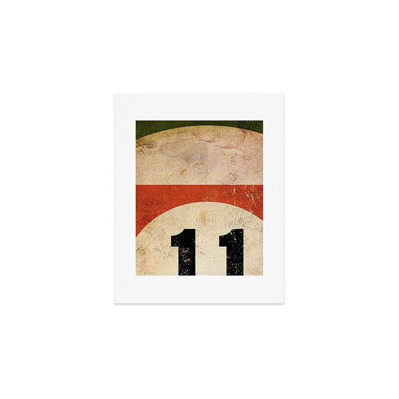 Billiards Ball pool ball number 11 ball eleven numeral game room man cave art Art Print Gallery Image 1