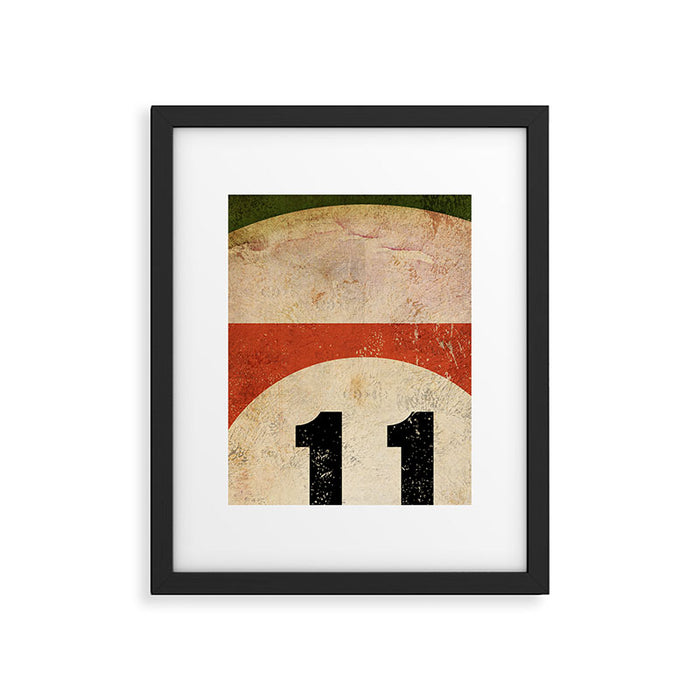 Billiards Ball pool ball number 11 ball eleven numeral game room man cave art Framed Art Print Gallery Image 1