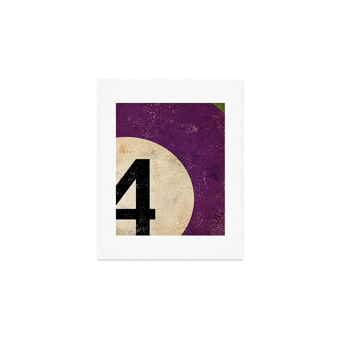 Billiards Ball pool ball number 4 ball four numeral game room man cave art Art Print Gallery Image 1