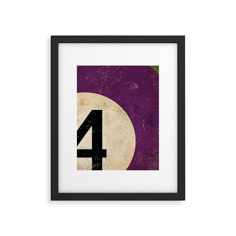 Billiards Ball pool ball number 4 ball four numeral game room man cave art Framed Art Print Gallery Image 6