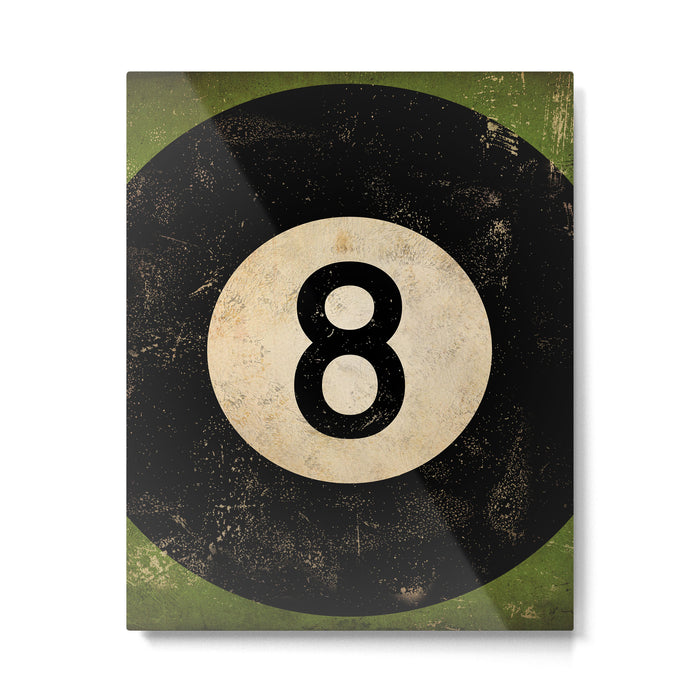 Billiards Ball pool ball number 8 ball eight numeral game room man cave art Metal Print Gallery Image 1