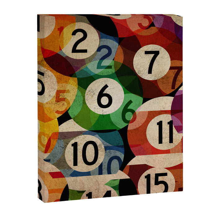 billiards balls ball pool table game room man cave eight ball colorful rainbow art Canvas Print Gallery Image 1