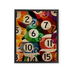 billiards balls ball pool table game room man cave eight ball colorful rainbow art Framed Canvas Print Gallery Image 8