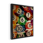 billiards balls ball pool table game room man cave eight ball colorful rainbow art Framed Canvas Print Gallery Image 2