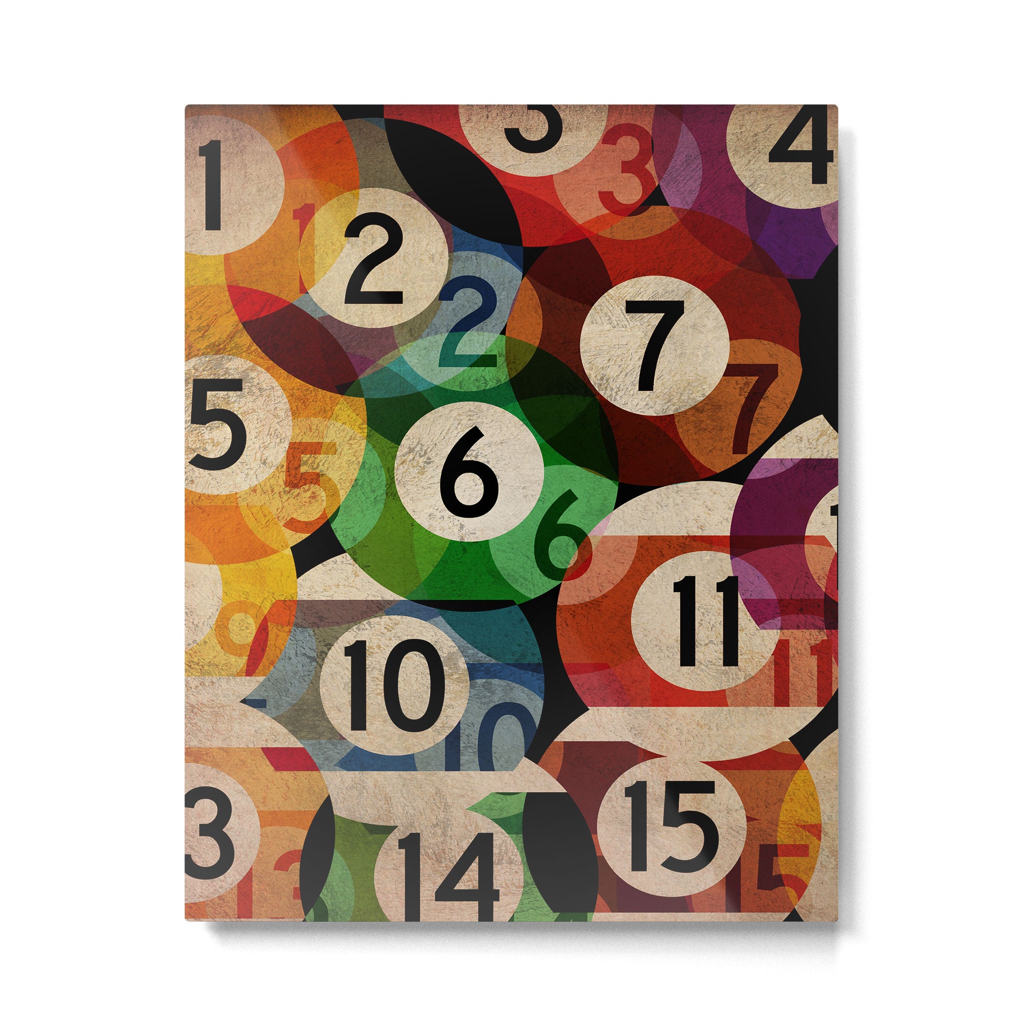 billiards balls ball pool table game room man cave eight ball colorful rainbow art Metal Print Gallery Image 6
