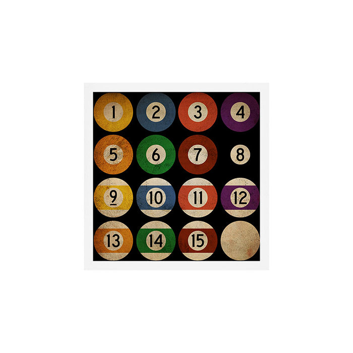 Billiards balls colorful man cave game room numerals art Art Print Gallery Image 1