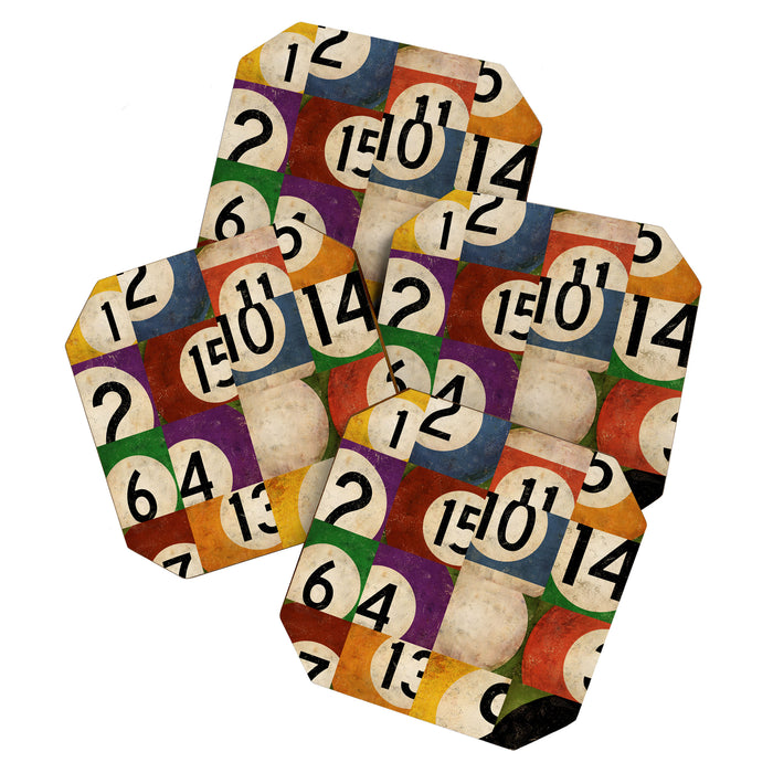 Billiards pool balls graphic art Coaster Gallery Image 1