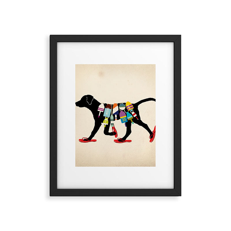 Black dog lab labrador buoy nautical beach ocean sandals flip flop art Framed Art Print Gallery Image 6