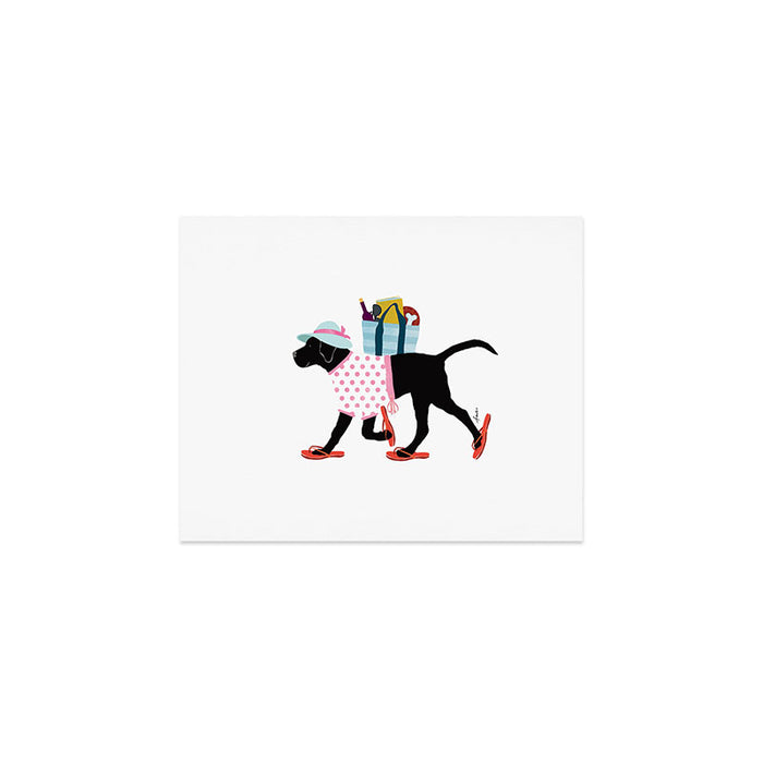 Black Dog labrador beach art Art Print Gallery Image 1