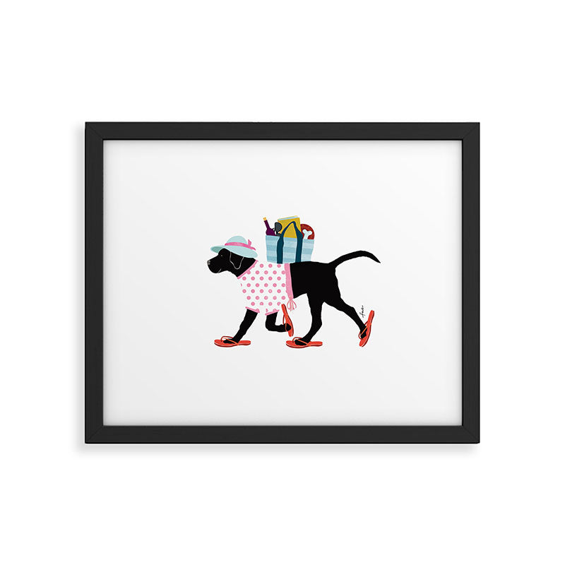 Black Dog labrador beach art Framed Art Print Gallery Image 6