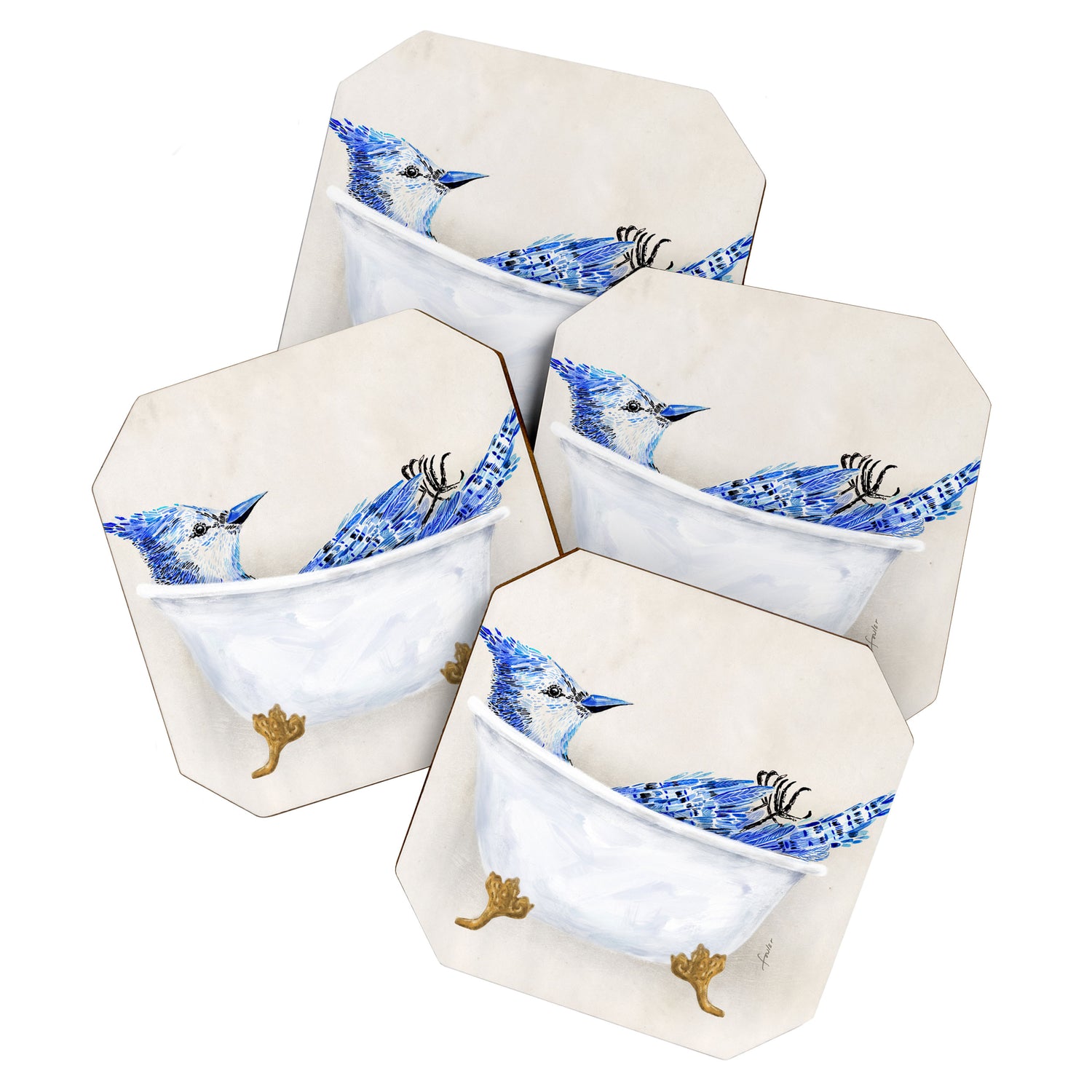Blue Jay Bird Bath Clawfoot Tub Coaster Gallery Image 1