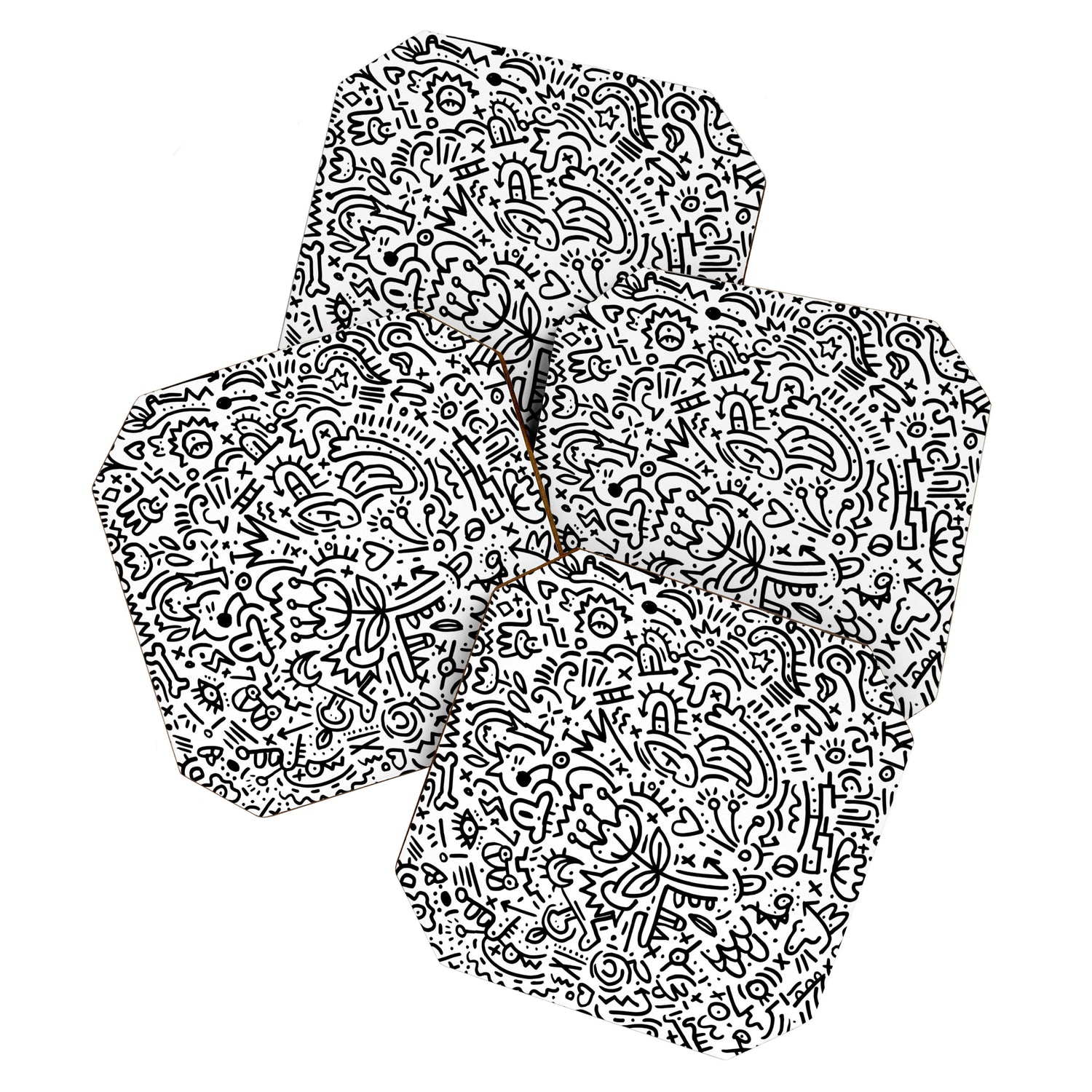 Graffiti sketch black and white drawing doodle pop art  Coaster Gallery Image 1