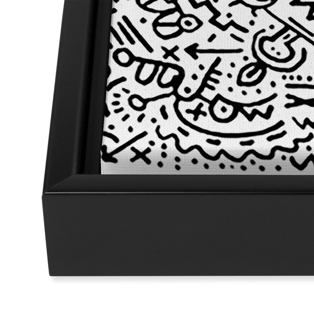 Graffiti sketch black and white drawing doodle pop art  Framed Canvas Print Gallery Image 3