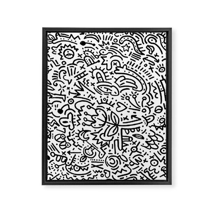 Graffiti sketch black and white drawing doodle pop art  Framed Canvas Print Gallery Image 1
