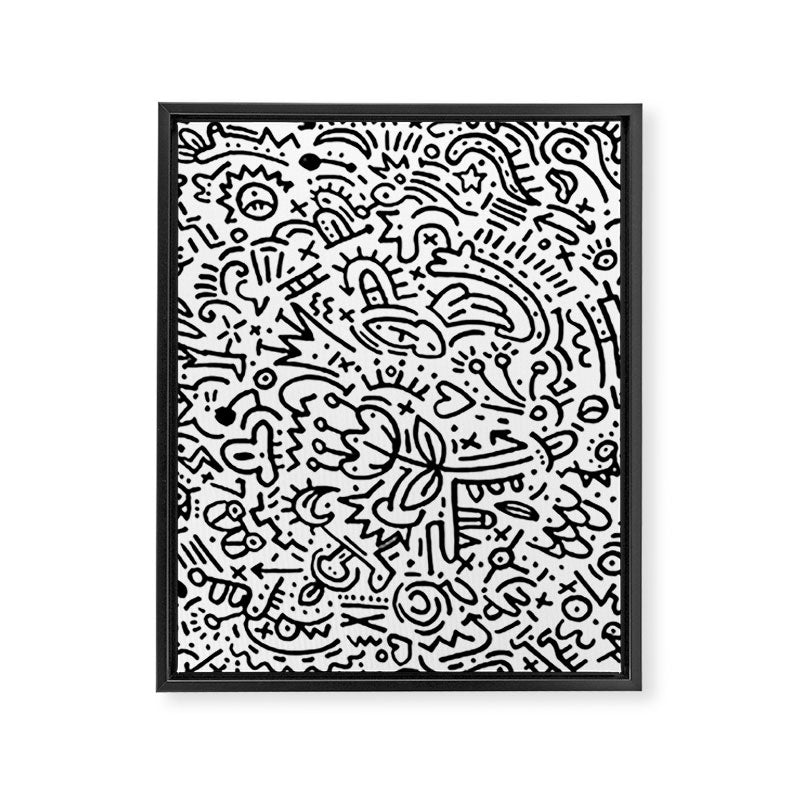 Graffiti sketch black and white drawing doodle pop art  Framed Canvas Print Gallery Image 8