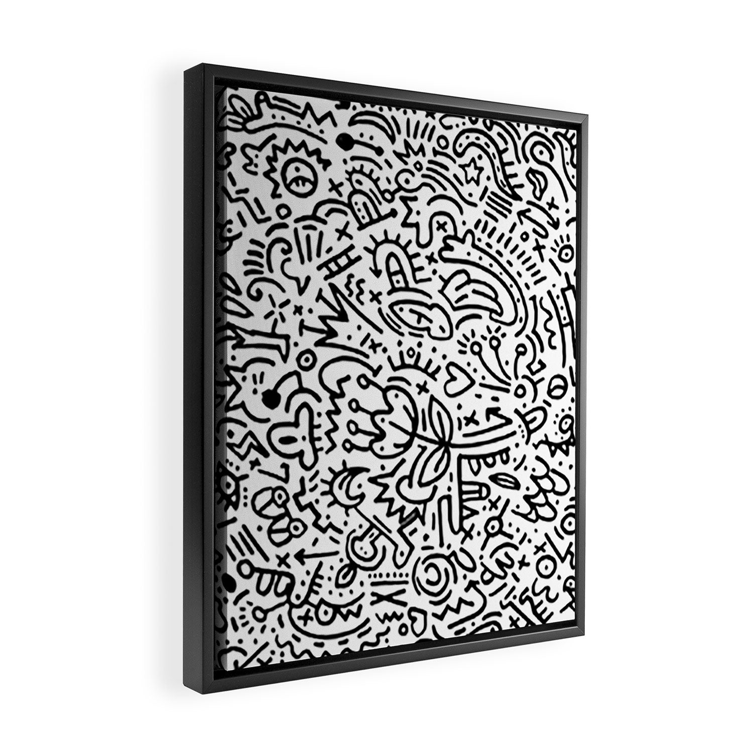 Graffiti sketch black and white drawing doodle pop art  Framed Canvas Print Gallery Image 2