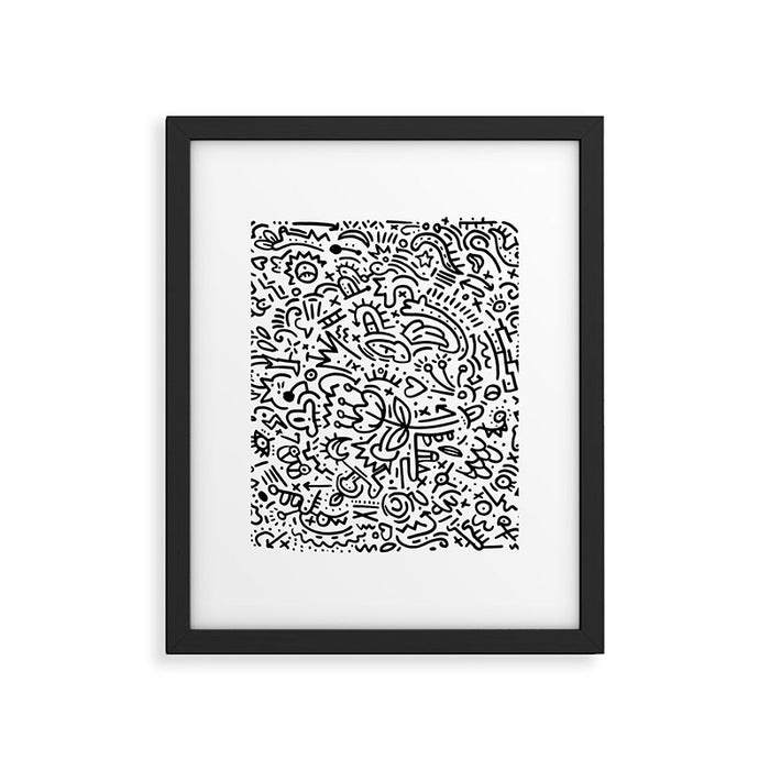 Graffiti sketch black and white drawing doodle pop art  Framed Art Print Gallery Image 1