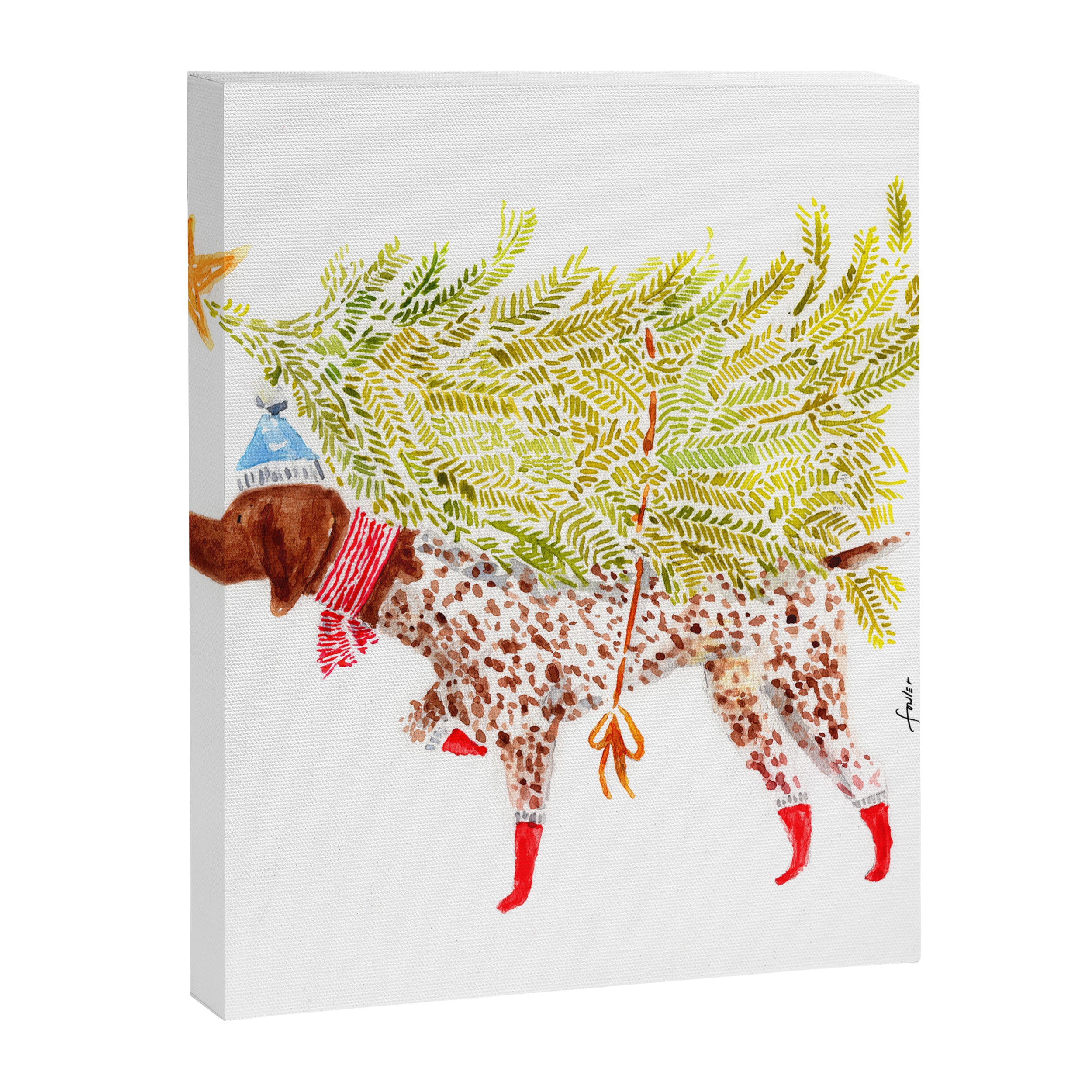 GSP german shorthaired pointer christmas tree holiday winter art  Canvas Print Gallery Image 8