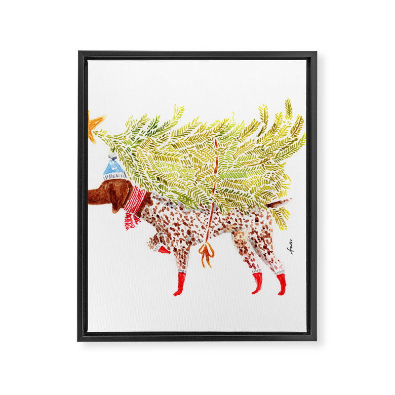 GSP german shorthaired pointer christmas tree holiday winter art  Framed Canvas Print Gallery Image 8
