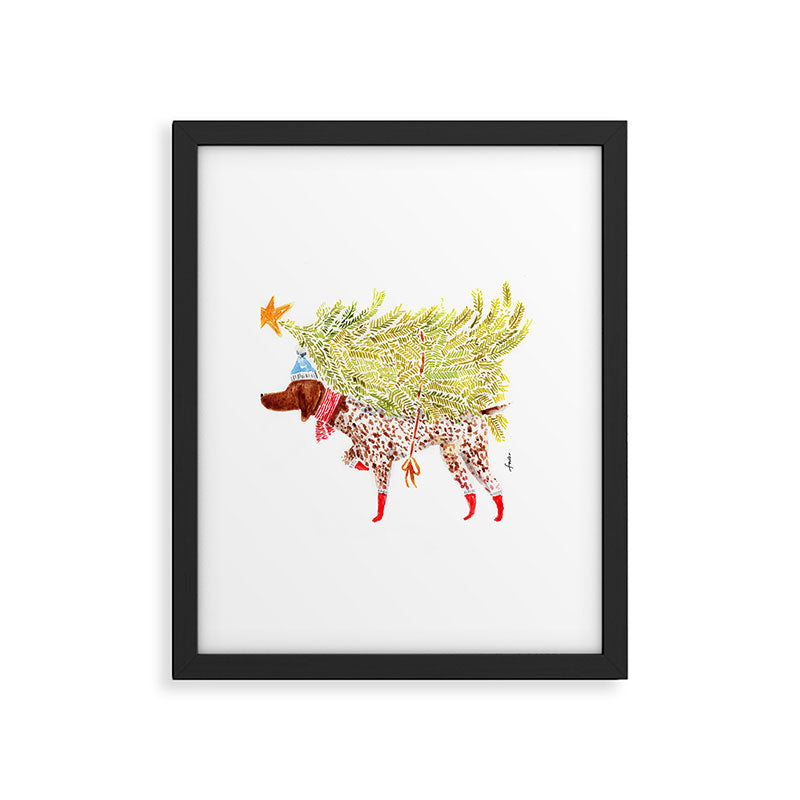 GSP german shorthaired pointer christmas tree holiday winter art  Framed Art Print Gallery Image 6