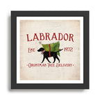 Lab Black Labrador dog tree farm delivery christmas art Framed Art Print Gallery Image 1