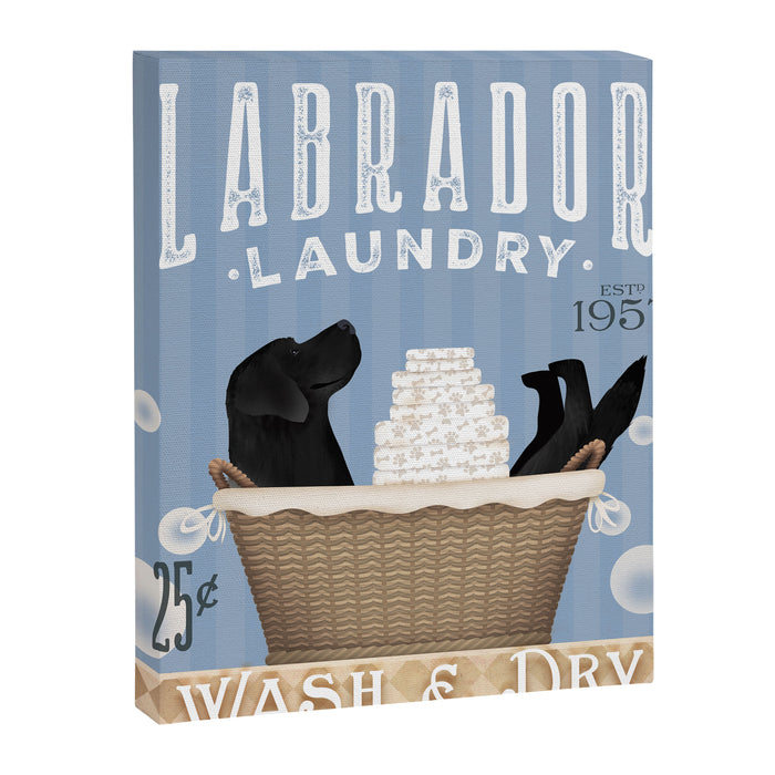 Lab laundry wash dry labrador black dog  Canvas Print Gallery Image 1