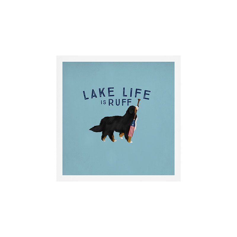 Lake life dog bernese berner oars paddle bernese mountain dog Art Print Gallery Image 1