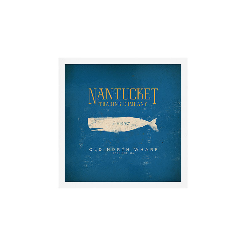 Nantucket Whale Nautical Beach Ocean Cottage Marine Art Print Gallery Image 1