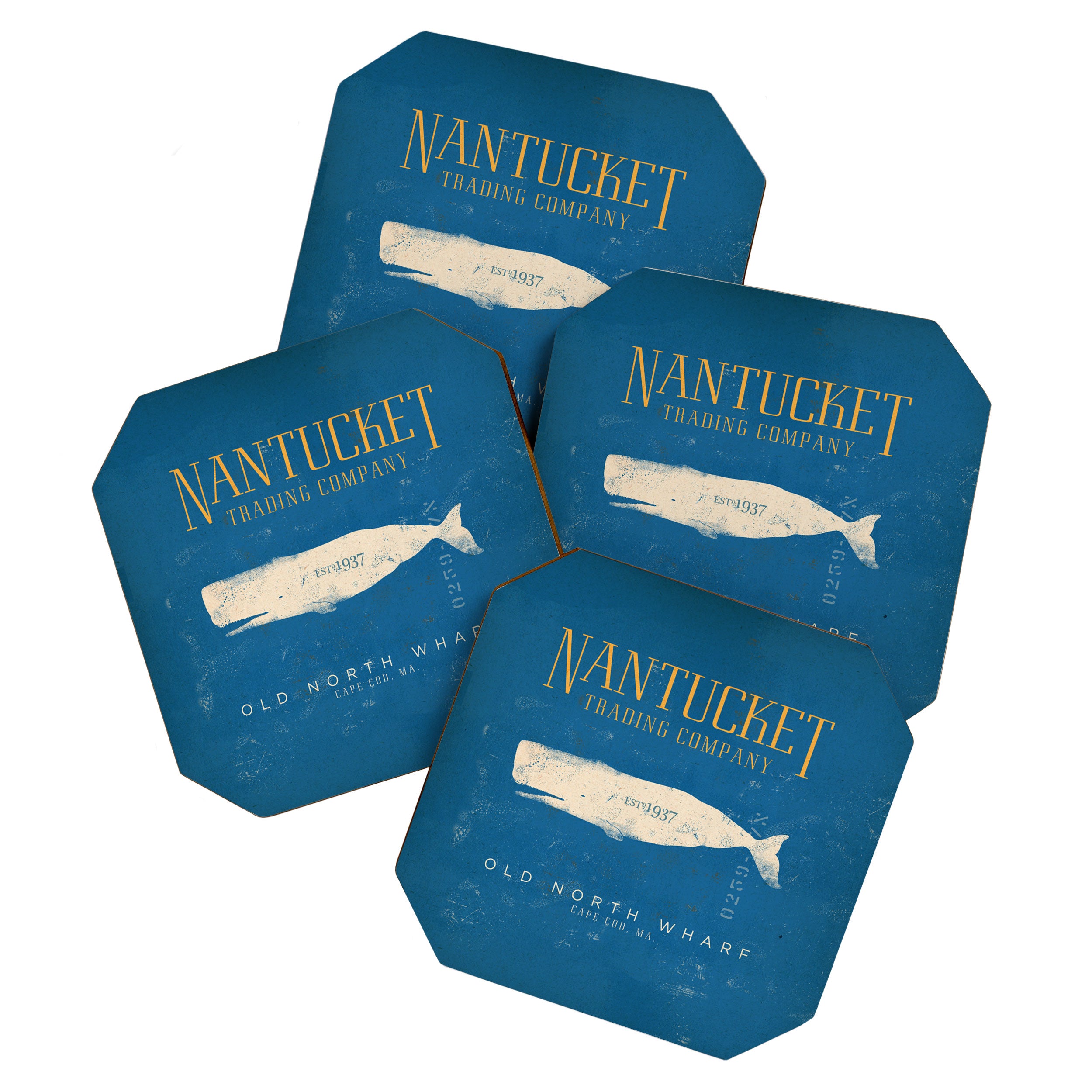 Nantucket Whale Nautical Beach Ocean Cottage Marine Coaster Gallery Image 1