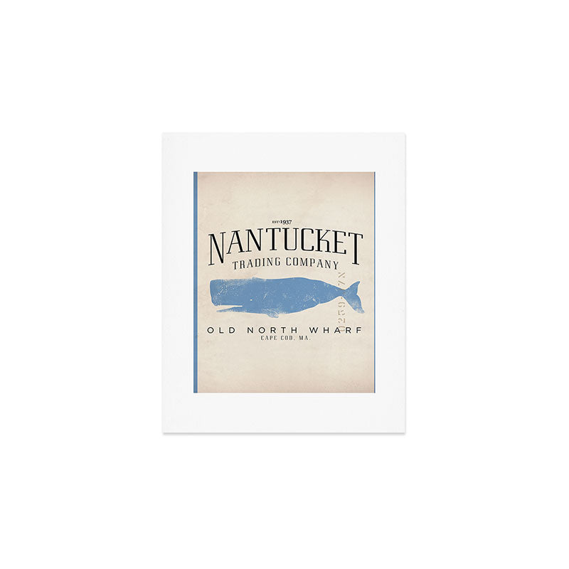 Nantucket whale nautical ocean wharf Massachusetts cottage beach house art Art Print Gallery Image 1