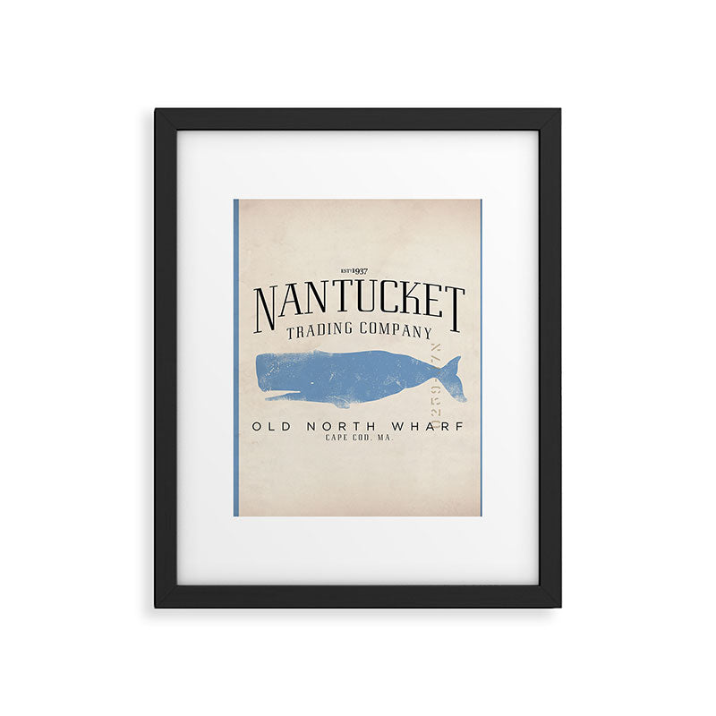 Nantucket whale nautical ocean wharf Massachusetts cottage beach house art Framed Art Print Gallery Image 6