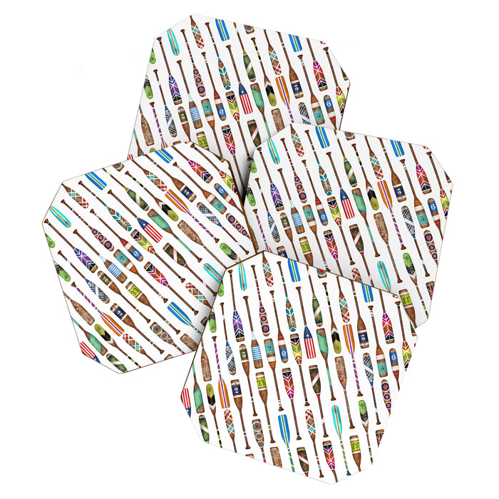 Paddles Oars Lake Life Colorful Oar lake house art Coaster Gallery Image 1