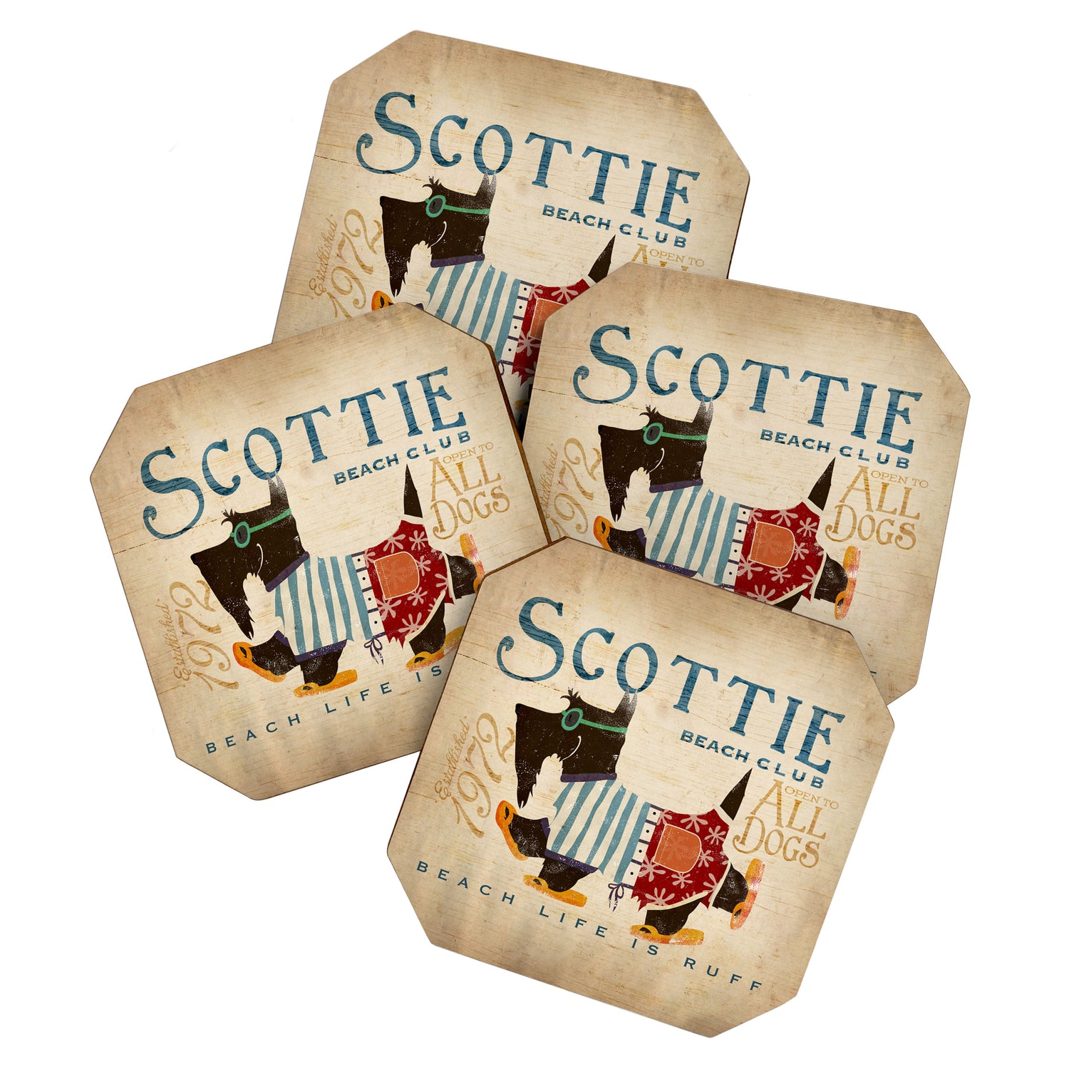 scottie dog art artwork beach scottish terrier sandals flip flops beach life Coaster Gallery Image 1