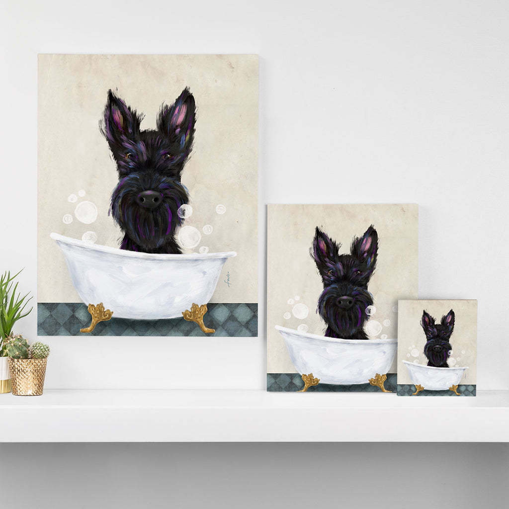 Scottie scottish terrier dog bath bubble bath soap clawfoot tub  Canvas Print Gallery Image 3