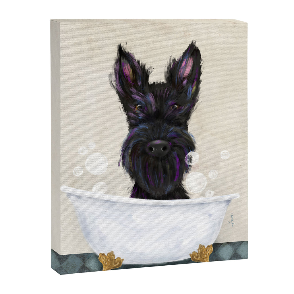 Scottie scottish terrier dog bath bubble bath soap clawfoot tub  Canvas Print Gallery Image 3