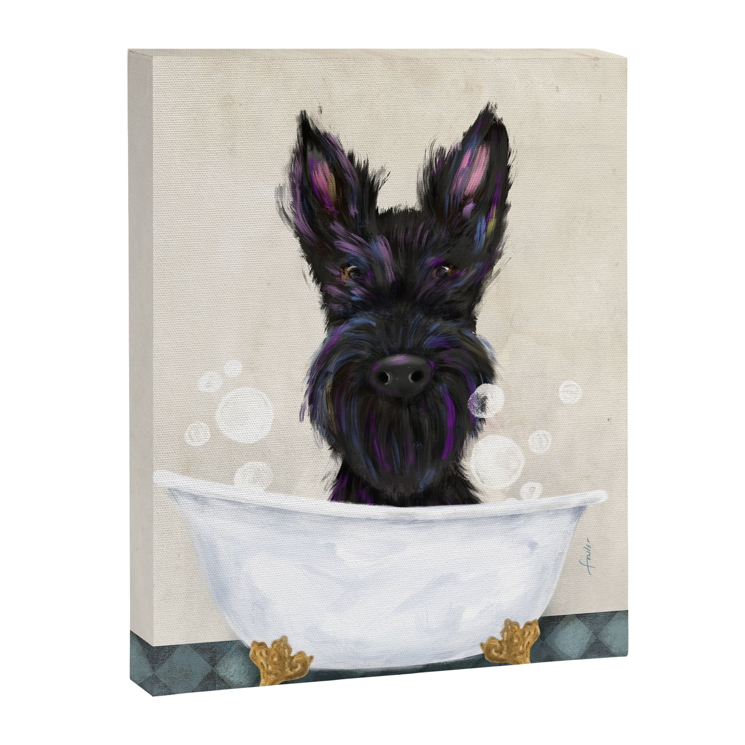 Scottie scottish terrier dog bath bubble bath soap clawfoot tub  Canvas Print Gallery Image 3
