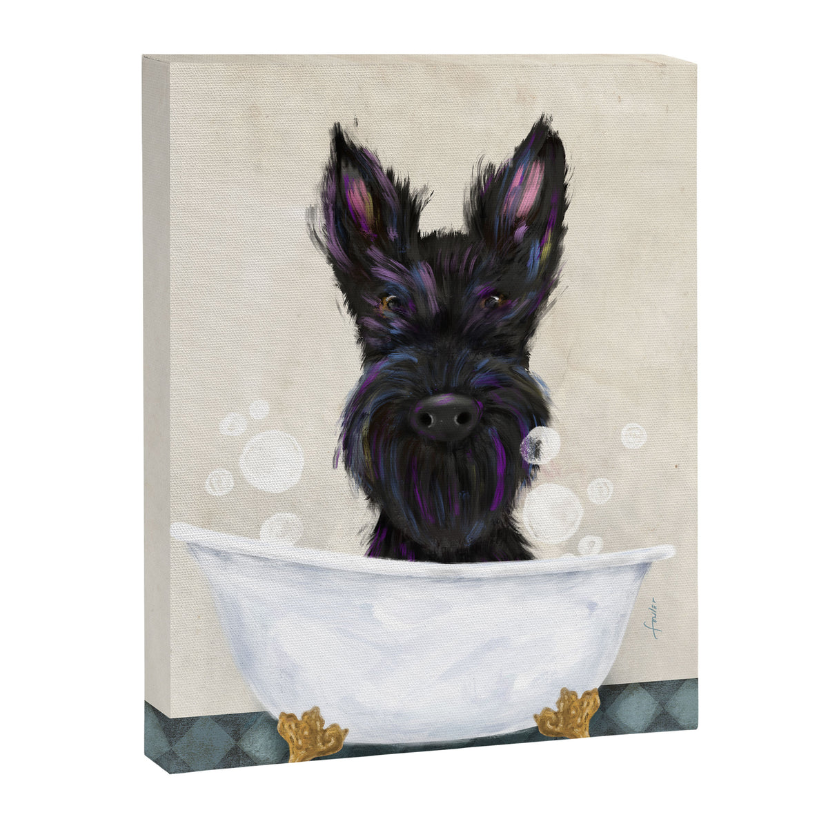 Scottie scottish terrier dog bath bubble bath soap clawfoot tub  Canvas Print Gallery Image 6