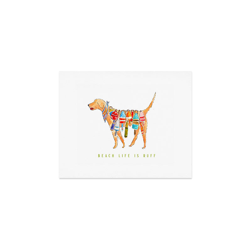 Yellow Dog Lab Buoy Beach Dog Watercolor Art Print Gallery Image 1