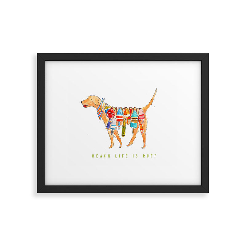 Yellow Dog Lab Buoy Beach Dog Watercolor Framed Art Print Gallery Image 5