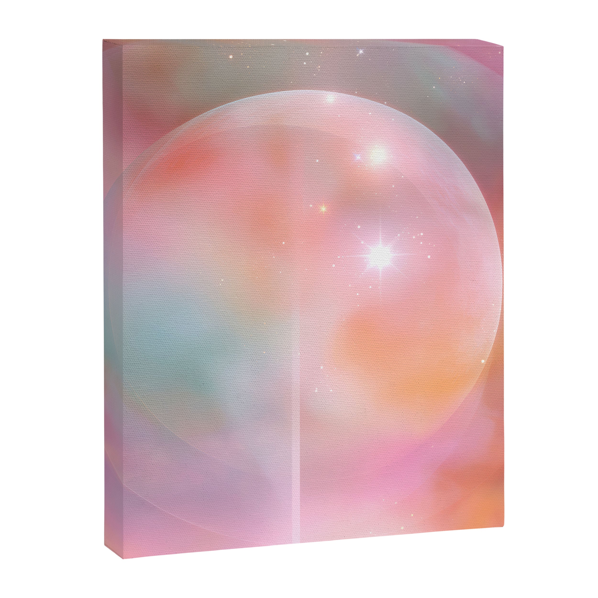 Boho Celestial Moon Abstract Cosmic Aura Art in Soft Pastels Canvas Print Gallery Image 6