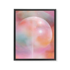 Boho Celestial Moon Abstract Cosmic Aura Art in Soft Pastels Framed Canvas Print Gallery Image 6