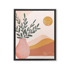 Boho Plant Vase with Moon Abstract Earth Tone Wall Art Framed Canvas Print Gallery Image 6