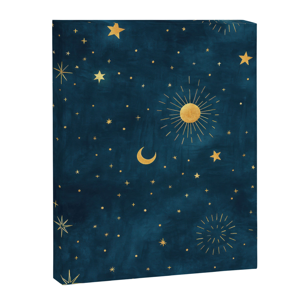Celestial Gold Sun and Moon Boho Starry Sky Abstract Night Art Canvas Print Gallery Image 6