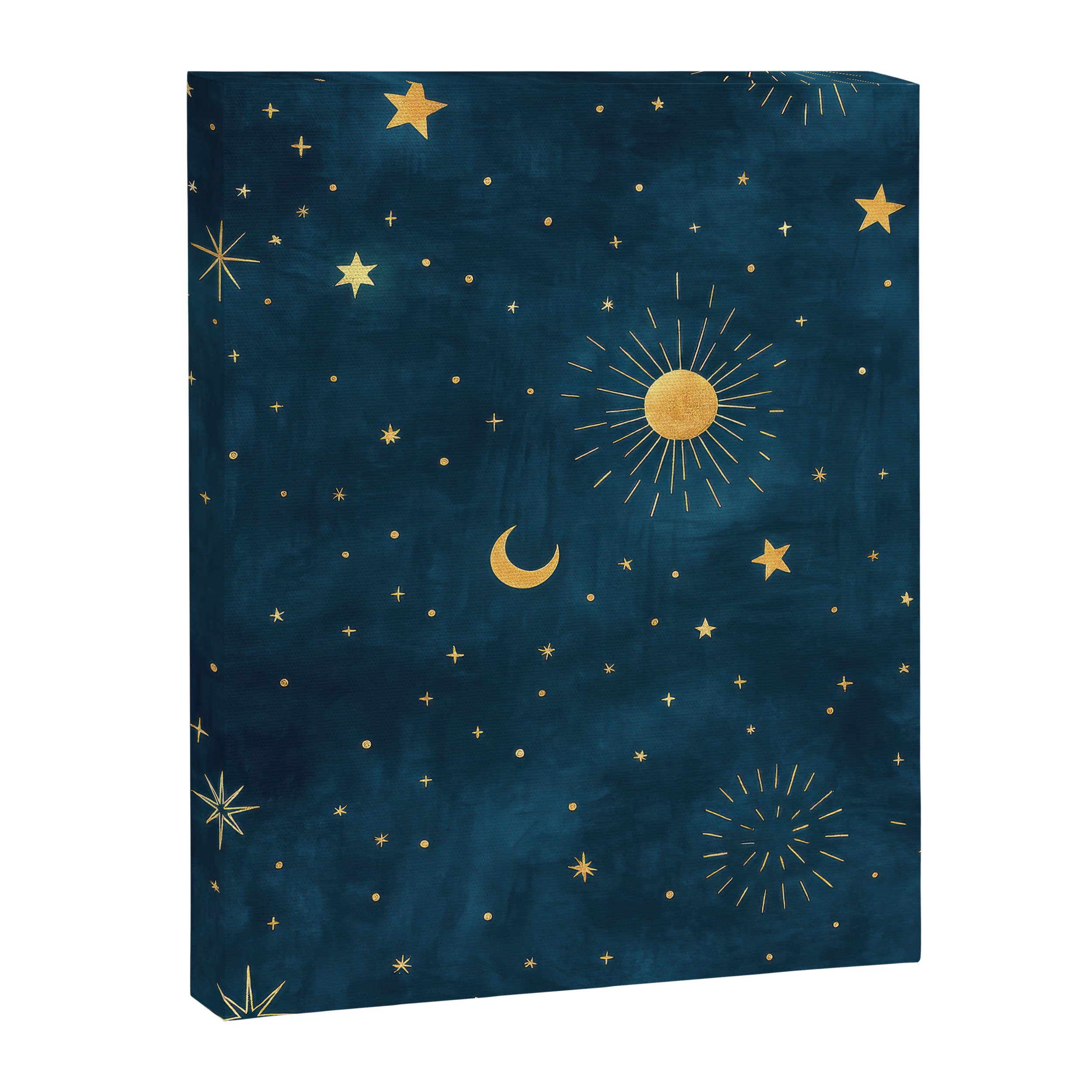 Celestial Gold Sun and Moon Boho Starry Sky Abstract Night Art Canvas Print Gallery Image 6