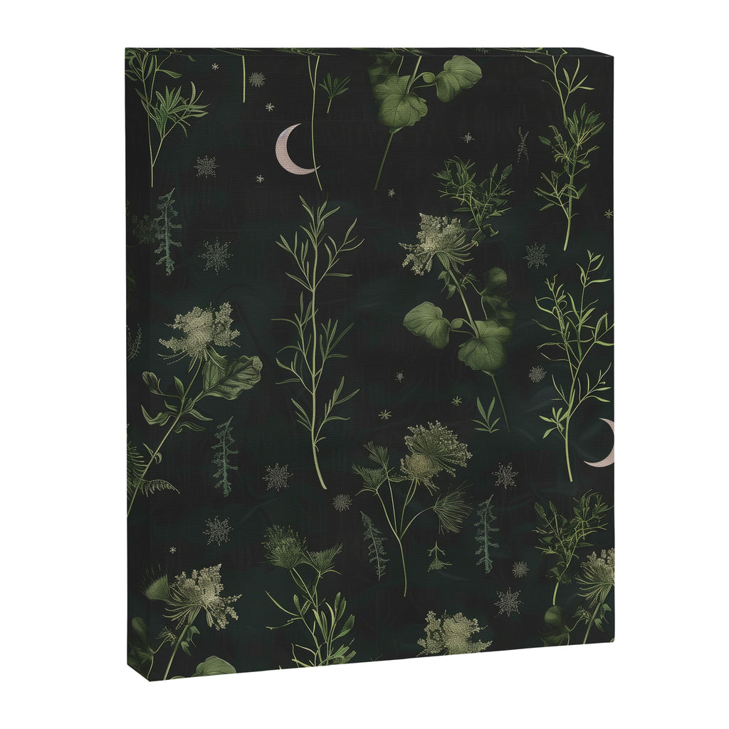 Full Moon Forest - Dreaming Crescent Moon Botanical  Canvas Print Gallery Image 1