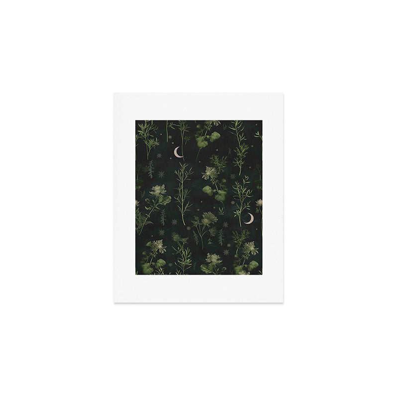Full Moon Forest - Dreaming Crescent Moon Botanical  Art Print Gallery Image 1
