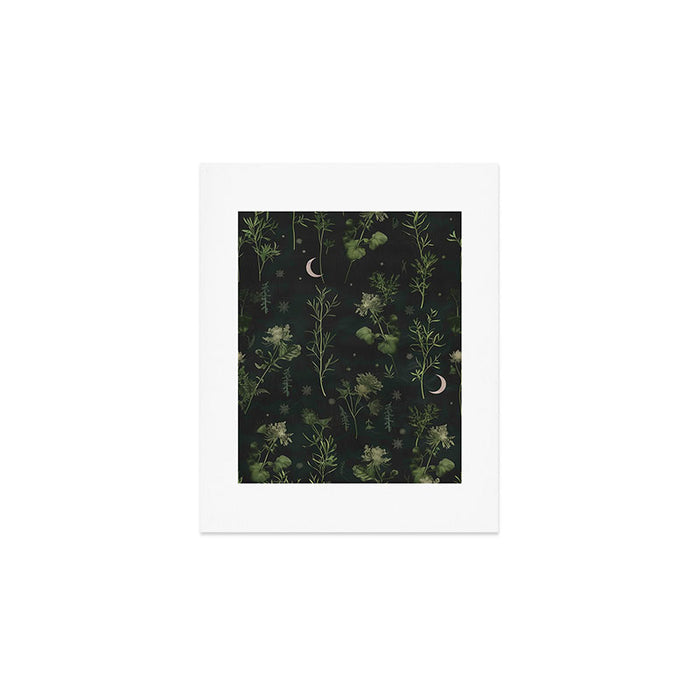 Full Moon Forest - Dreaming Crescent Moon Botanical  Art Print Gallery Image 1