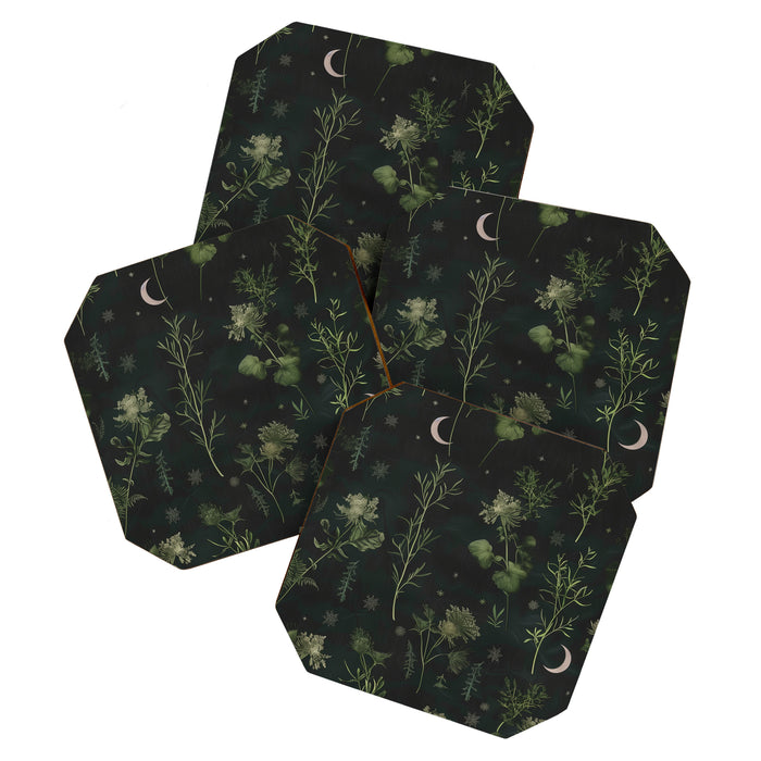 Full Moon Forest - Dreaming Crescent Moon Botanical  Coaster Gallery Image 1