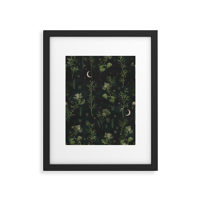 Full Moon Forest - Dreaming Crescent Moon Botanical  Framed Art Print Gallery Image 1