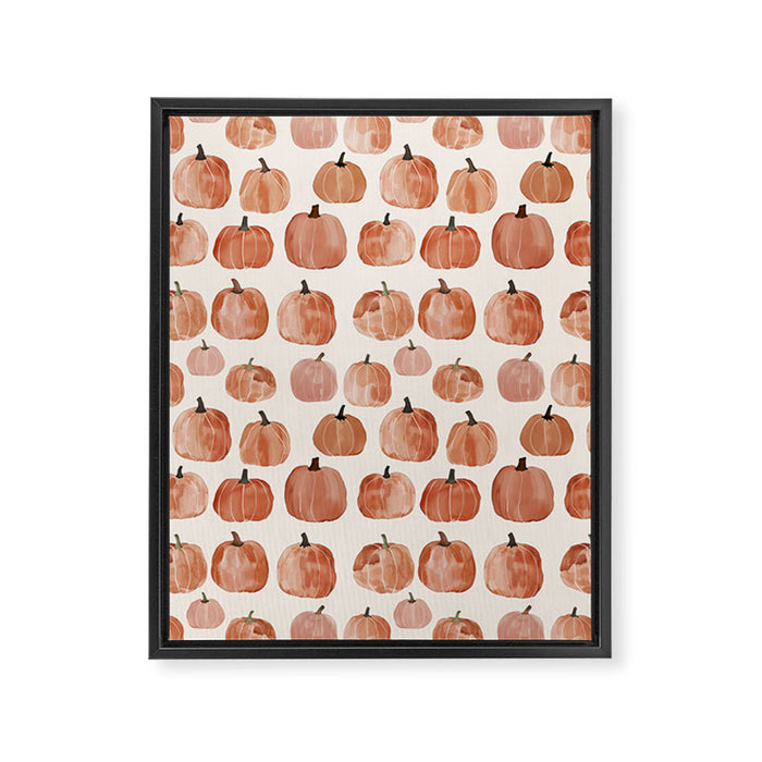 Mini Pumpkins Boho Autumn Cozy Fall Watercolor Illustration Framed Canvas Print Gallery Image 1